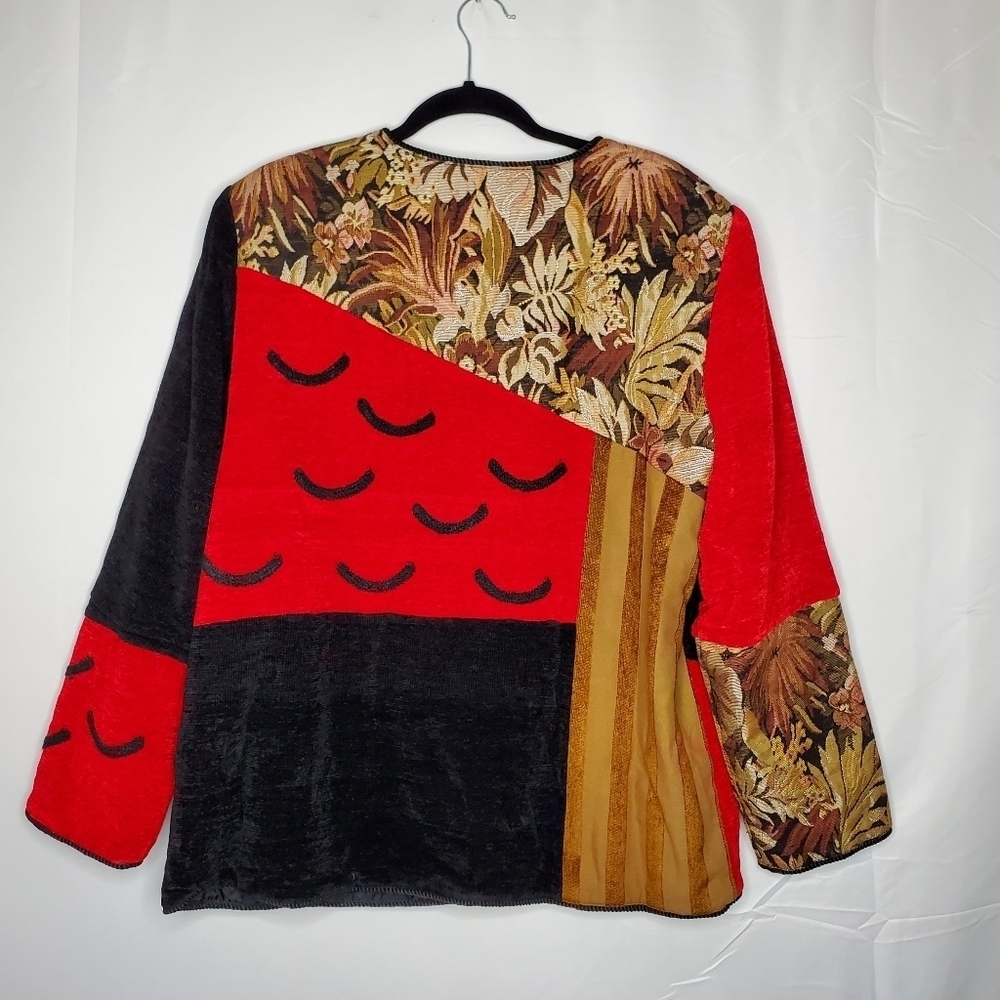 Indigo Moon Patchwork Textured Jacket Size L Pock… - image 4